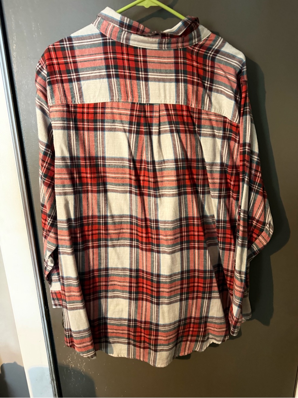 Old Navy Red and Cream Plaid Button-Down Shirt - Picture 2 of 3